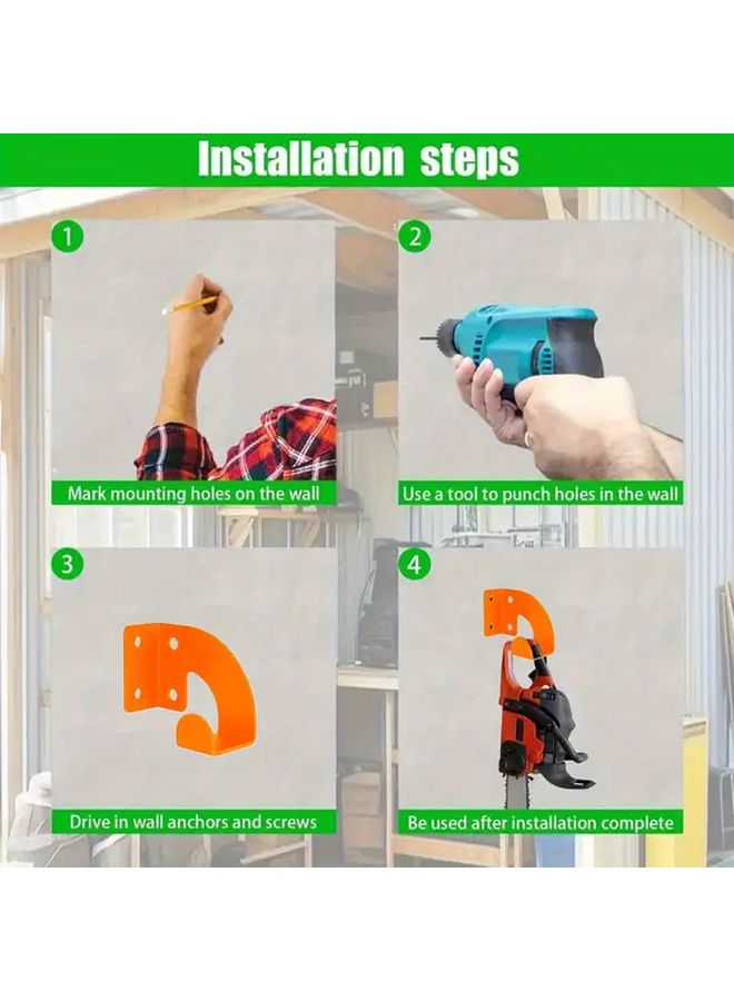 Heavy Duty Metal Garage Garden Tool Shelf Wall Organizer Orange 1pc Space Saving Storage - Image 4