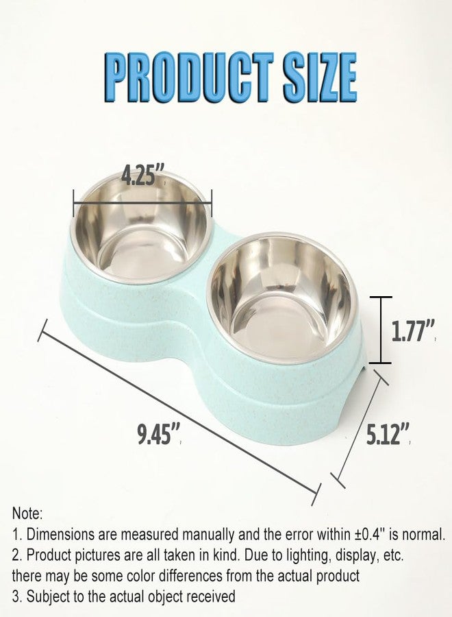 AKEISHE Stainless Steel Double Pet Bowls with Blue Base, 2 Pack - Image 5