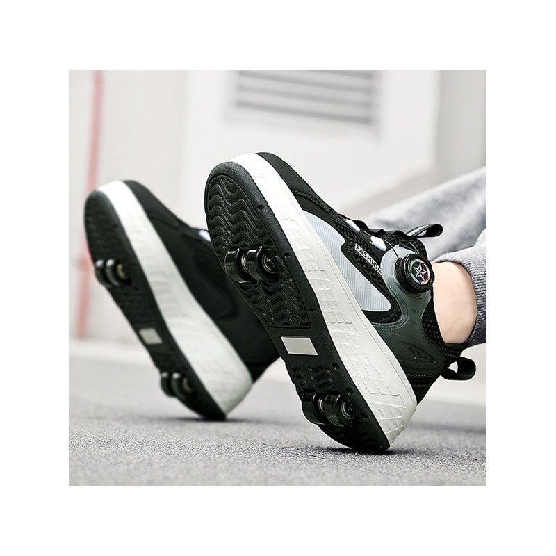 Roller Shoes Student'S Four-Wheel Skates Breathable Big Children'S Heyloo Shoes Shrink Children'S Sports Summer Boys Can Mesh Surface - Image 4