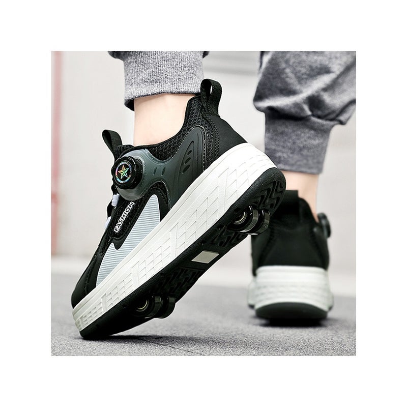 Roller Shoes Student'S Four-Wheel Skates Breathable Big Children'S Heyloo Shoes Shrink Children'S Sports Summer Boys Can Mesh Surface - Image 2