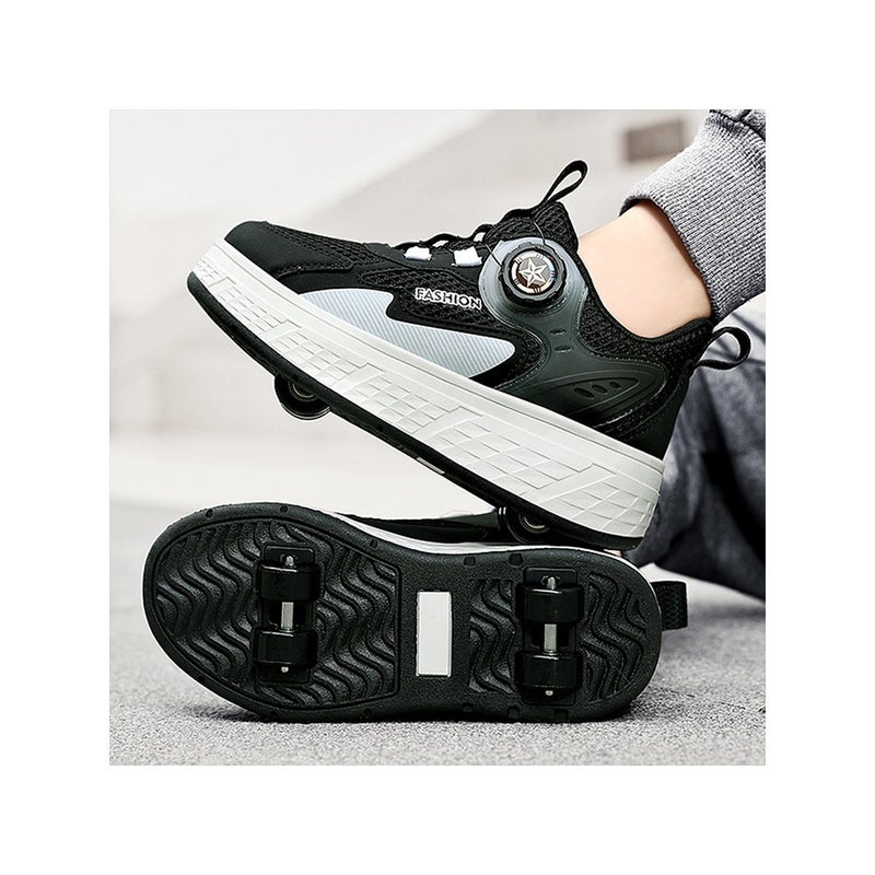 Roller Shoes Student'S Four-Wheel Skates Breathable Big Children'S Heyloo Shoes Shrink Children'S Sports Summer Boys Can Mesh Surface - Image 3