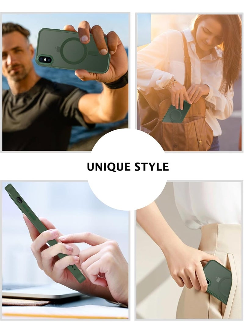 iPhone X Case, iPhone Xs Phone Case Compatible with Magsafe Translucent Matte Back Slim Shockproof Anti-Scratch Anti-Yellow Protective Magnetic iPhone X/XS Case, Midnight Green - Image 2