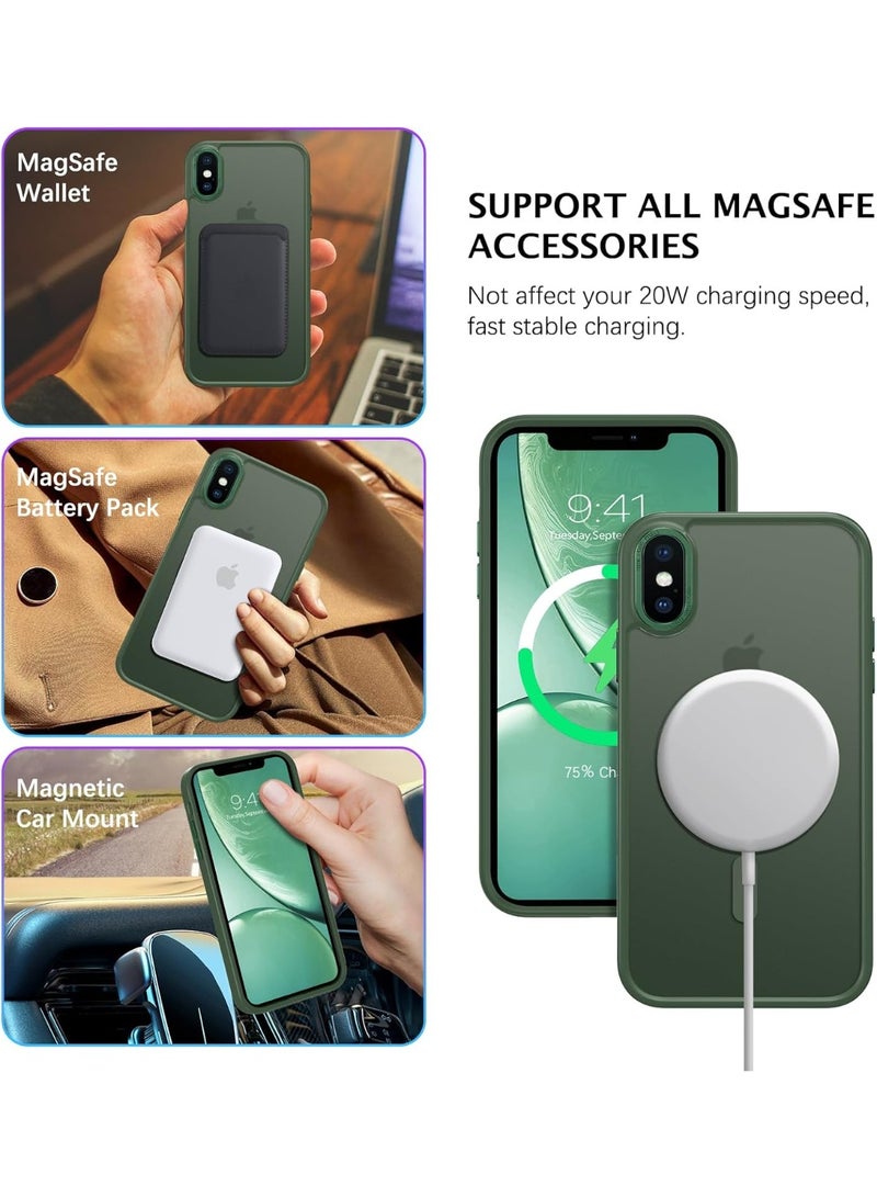 iPhone X Case, iPhone Xs Phone Case Compatible with Magsafe Translucent Matte Back Slim Shockproof Anti-Scratch Anti-Yellow Protective Magnetic iPhone X/XS Case, Midnight Green - Image 4