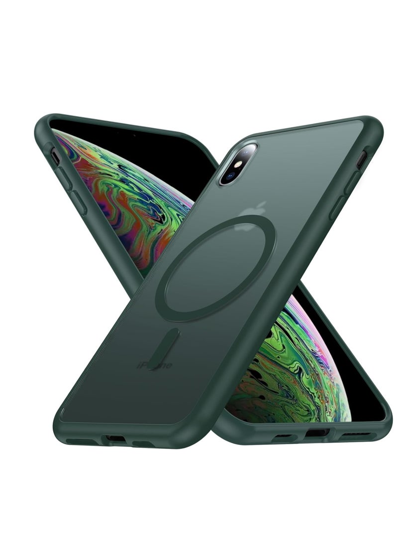 iPhone X Case, iPhone Xs Phone Case Compatible with Magsafe Translucent Matte Back Slim Shockproof Anti-Scratch Anti-Yellow Protective Magnetic iPhone X/XS Case, Midnight Green - Image 1