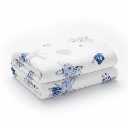 KASSY POP CURATED JUST FOR YOU Kassy Pop Muslin Cotton Bath Towel Cum Baby Swaddler | Extra Soft Towels for Newborn 0 to 3 Years l 100% Organic Cotton wash Towel | 105 X 105 cm (Bunny Print) - Image 1