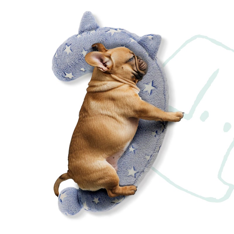 POMESEA Dog Calming Pillow, Glow in The Dark Dog Put Head on, Soft Question Mark Pillows for Dogs, Kids, Adults, Washable Dog Bed Pillow, Cozy Dog Body Pillow Gifts (M Glow Blue) - Image 1
