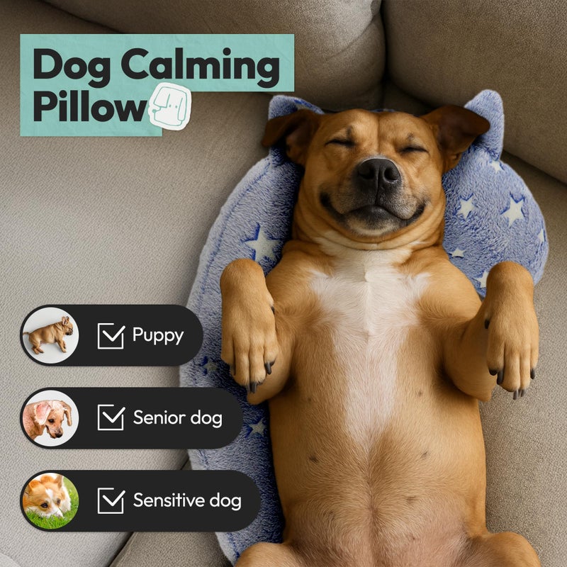POMESEA Dog Calming Pillow, Glow in The Dark Dog Put Head on, Soft Question Mark Pillows for Dogs, Kids, Adults, Washable Dog Bed Pillow, Cozy Dog Body Pillow Gifts (M Glow Blue) - Image 3