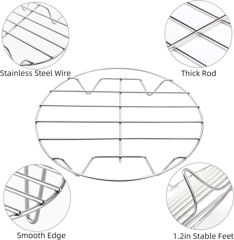 TamBee 2Pcs 7 Inch Air Fryer Rack - Multi-Purpose 304 Stainless Steel Round Cooking and Cooling Rack - Image 3