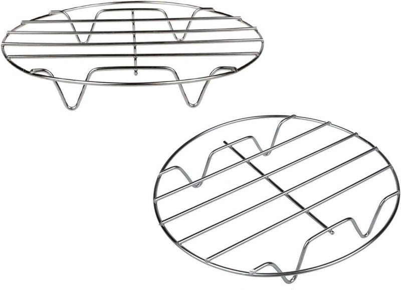 TamBee 2Pcs 7 Inch Air Fryer Rack - Multi-Purpose 304 Stainless Steel Round Cooking and Cooling Rack - Image 1