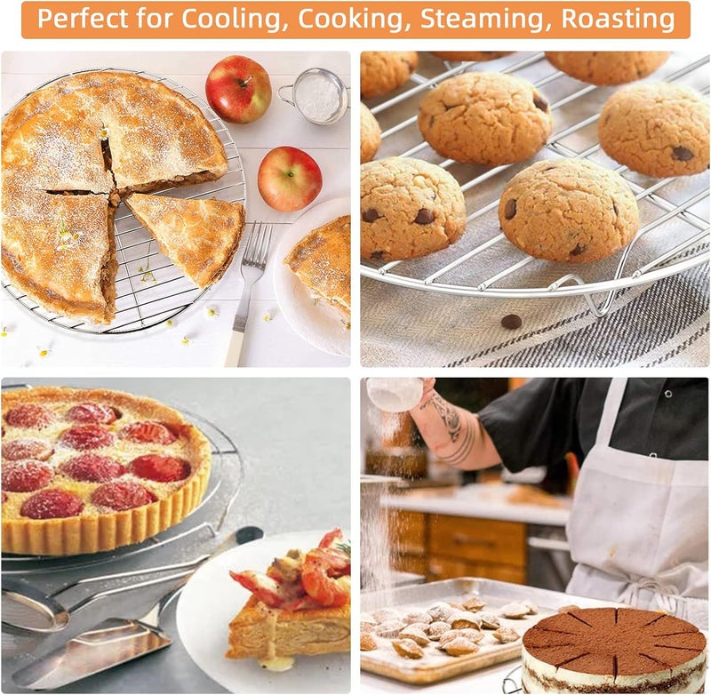 TamBee 2Pcs 7 Inch Air Fryer Rack - Multi-Purpose 304 Stainless Steel Round Cooking and Cooling Rack - Image 4