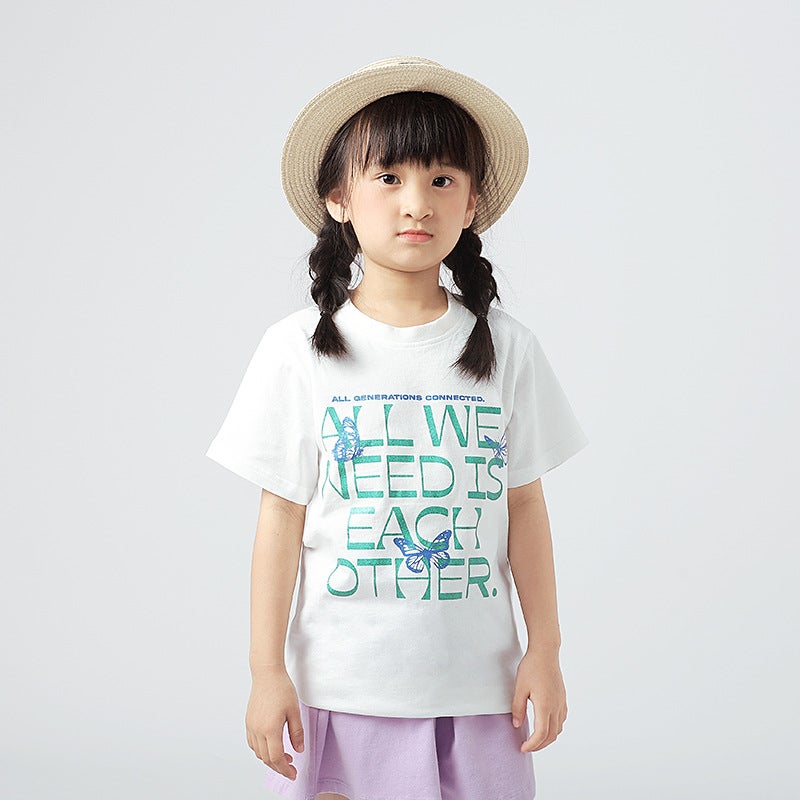 Summer Cotton Children'S Clothing Korean New Girls T-Shirt Big Children Glitter Printed Breathable Top Women'S Treasure Short Sleeve - Image 1