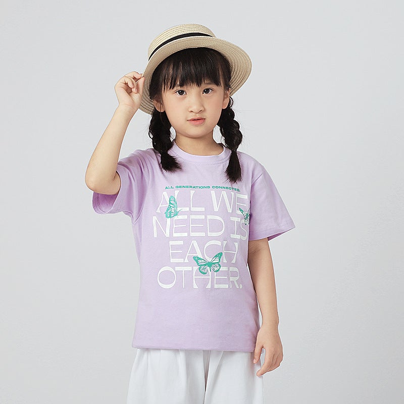 Summer Cotton Children'S Clothing Korean New Girls T-Shirt Big Children Glitter Printed Breathable Top Women'S Treasure Short Sleeve - Image 3