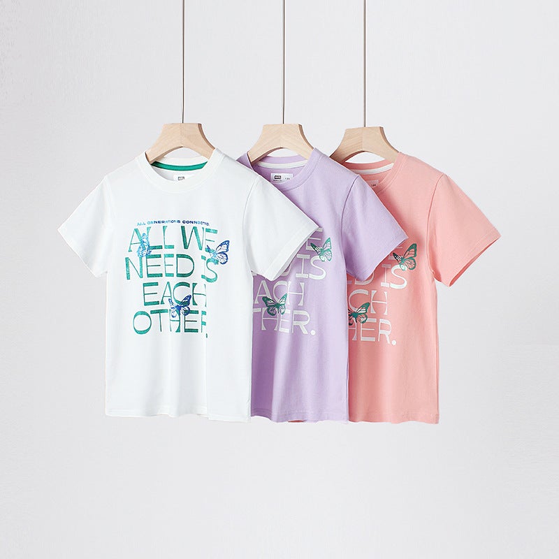 Summer Cotton Children'S Clothing Korean New Girls T-Shirt Big Children Glitter Printed Breathable Top Women'S Treasure Short Sleeve - Image 5
