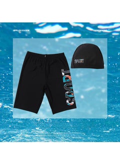Youth Boys Plus Size Swim Trunks Professional Training YYDS138-3 (including swimming cap)