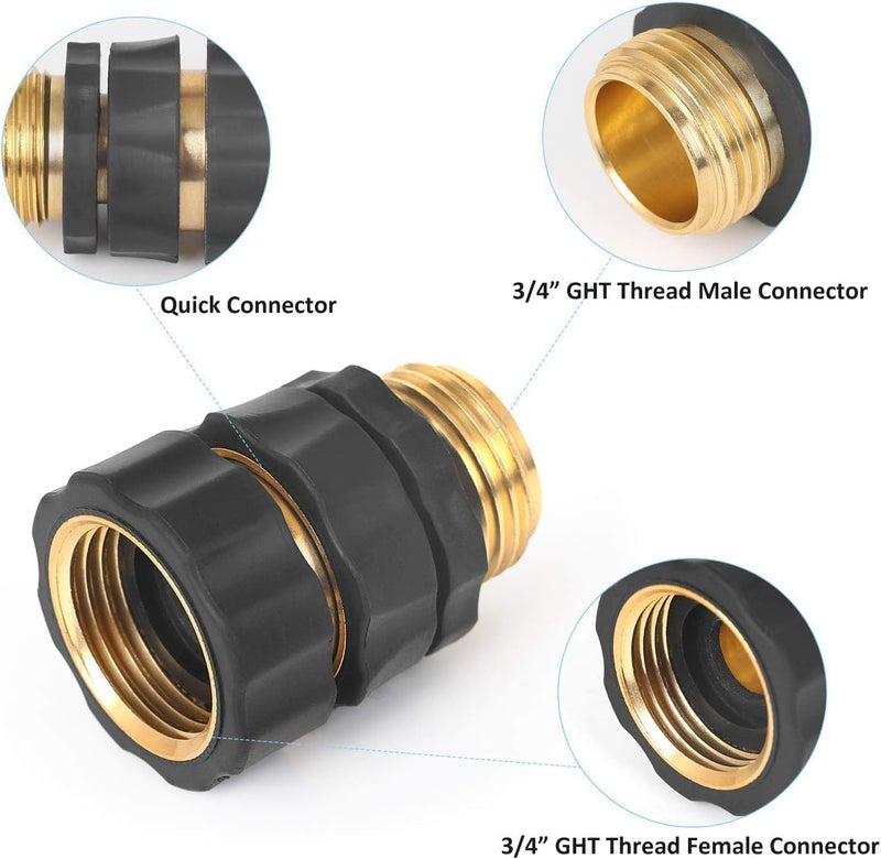 Aputue Garden Hose Quick Connector, 3/4 Inch Heavy Duty Brass Fitting, Leak-Proof Waterstop Connector for Outdoor Faucets, Sprinklers and Irrigation Systems, Easy Push-to-Connect Design - Image 2