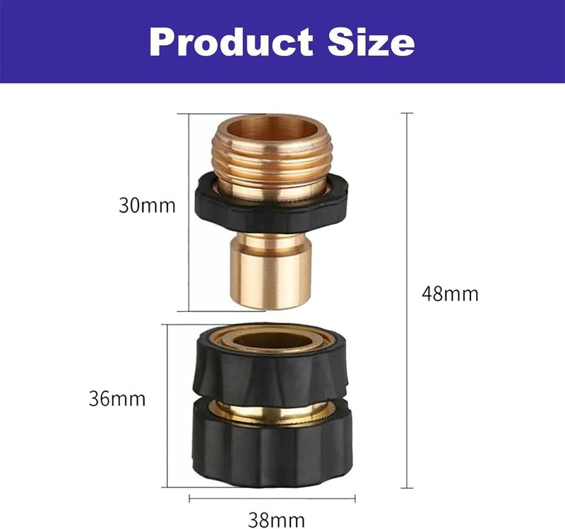 Aputue Garden Hose Quick Connector, 3/4 Inch Heavy Duty Brass Fitting, Leak-Proof Waterstop Connector for Outdoor Faucets, Sprinklers and Irrigation Systems, Easy Push-to-Connect Design - Image 3