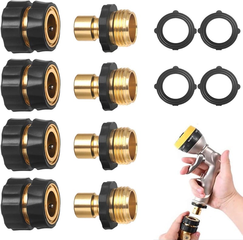 Aputue Garden Hose Quick Connector, 3/4 Inch Heavy Duty Brass Fitting, Leak-Proof Waterstop Connector for Outdoor Faucets, Sprinklers and Irrigation Systems, Easy Push-to-Connect Design - Image 1