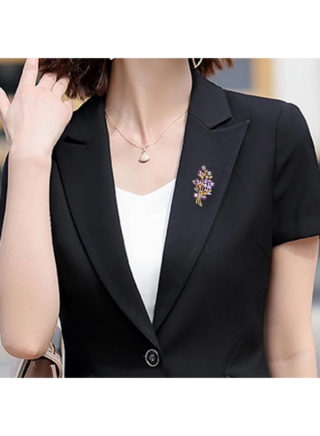 YOQUCOL Vintage Purple Austrian Cz Crystal Rhinestone Poppy Flower Bouquet Shape Brooch Pin For Women - Image 2