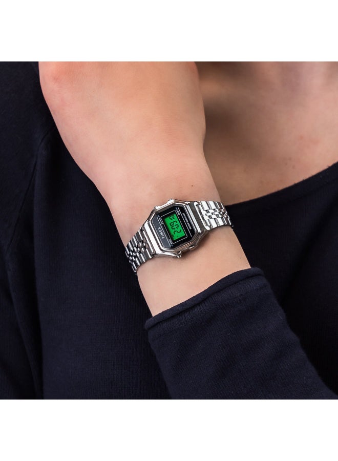 تيميكس ساعة TIMEX النسائية بهيكل ريزين فضية وسوار ستانلس ستيل فضي - Image 4