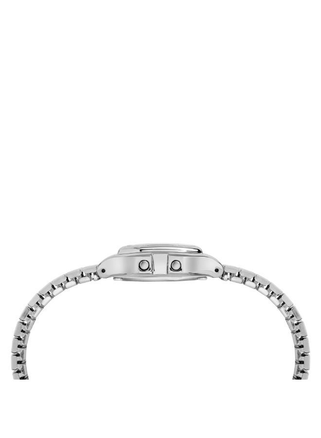 تيميكس ساعة TIMEX النسائية بهيكل ريزين فضية وسوار ستانلس ستيل فضي - Image 2