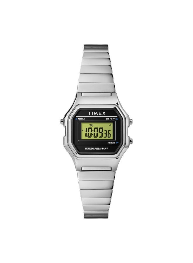 تيميكس ساعة TIMEX النسائية بهيكل ريزين فضية وسوار ستانلس ستيل فضي - Image 1