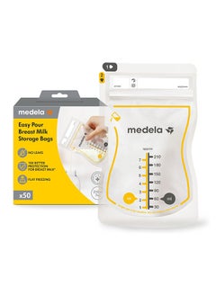 Medela 50 Piece Easy Pour Disposable Leakproof Breast Milk Bags With Milk Protection 210 Ml  - Image 1
