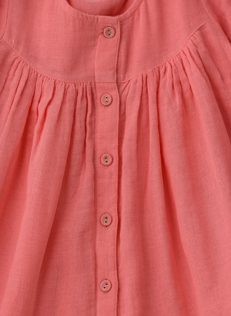 Jelliene Girls' Coral Cotton Double Layer Dress