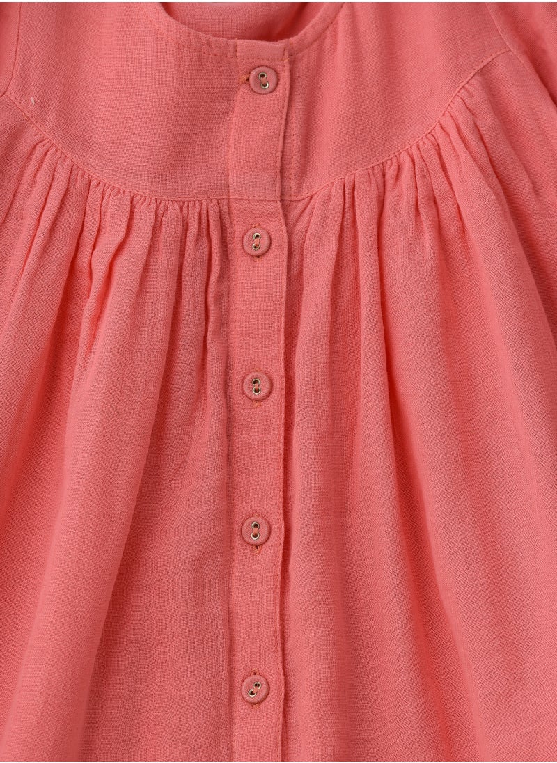 Jelliene Girls' Coral Cotton Double Layer Dress  - Image 3
