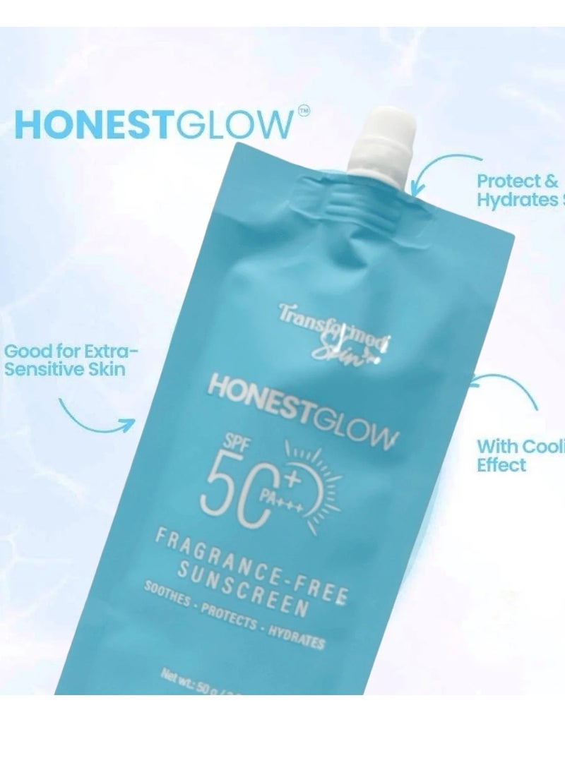 Honest Amish Honest Glow Sunscreen SPF50+ PA+++ Fragrance-Free - 50g  - Image 2