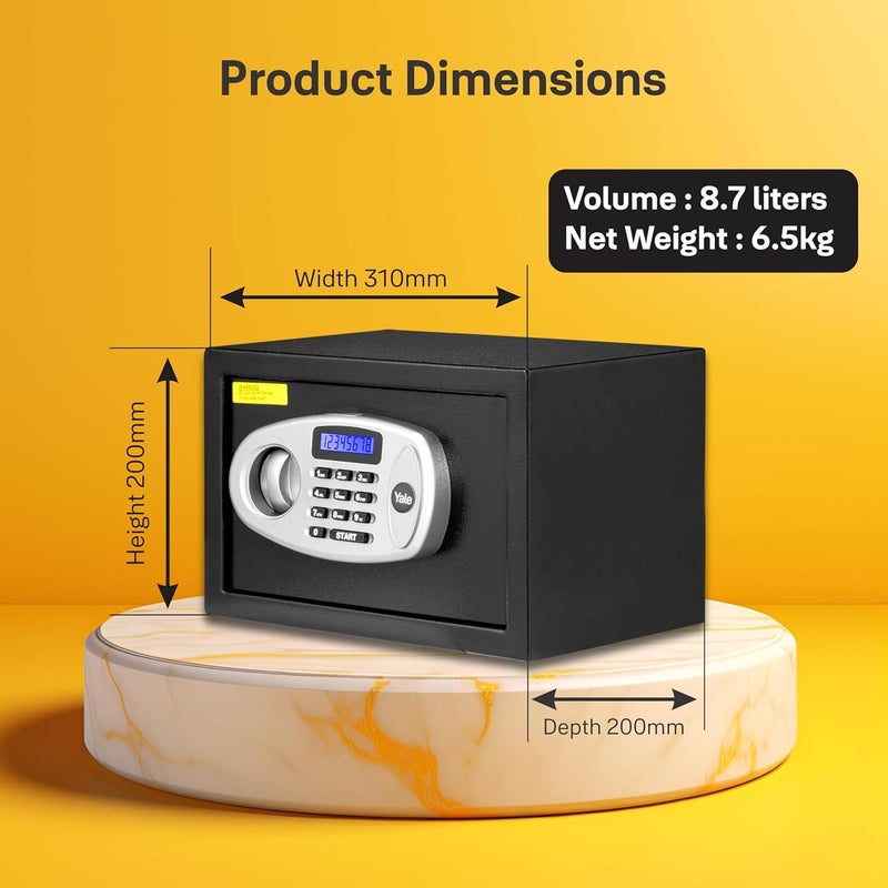 Yale YSS200DB2 Safe Locker for Home with Pincode Access 86 Litres Electronic Keypad Locker Emergency Key Digital Pin Standard Security Digital Safety Locker 1 Year Warranty Black - Image 2