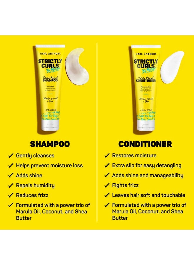 MARC ANTHONY شامبو وبلسم أرك أنطوني ستريكلي كيرلز 3X ترطيب عميق لتعريف التجاعيد ومضاد التجاعيد زبدة الشيا زيت المورولا زيت الألوة وزيت جوز الهند خالي من الكبريتات آمن للألوان للشعر المجعد الجاف التالف - Image 4