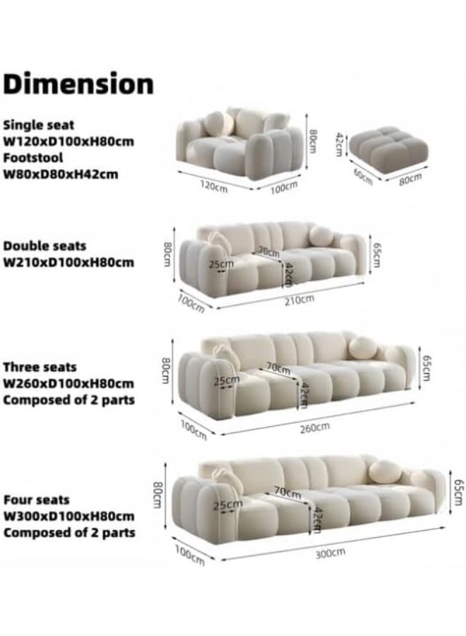Generic Luxury Luxe Light Luxury Fabric Cloud Shaped Sofa Set – Stylish, Comfortable, Durable, and Easy-to-Clean Sofa for Modern Living Rooms (Double seaters + Footstool)  - Image 2