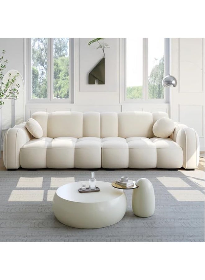 Generic Luxury Luxe Light Luxury Fabric Cloud Shaped Sofa Set – Stylish, Comfortable, Durable, and Easy-to-Clean Sofa for Modern Living Rooms (Double seaters + Footstool)  - Image 4