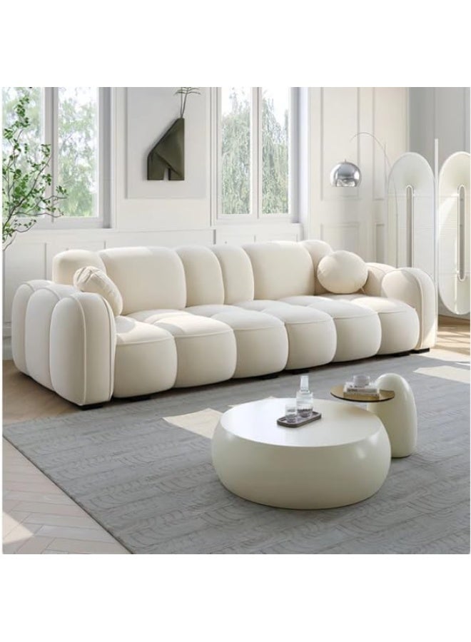 Generic Luxury Luxe Light Luxury Fabric Cloud Shaped Sofa Set – Stylish, Comfortable, Durable, and Easy-to-Clean Sofa for Modern Living Rooms (Double seaters + Footstool)  - Image 3