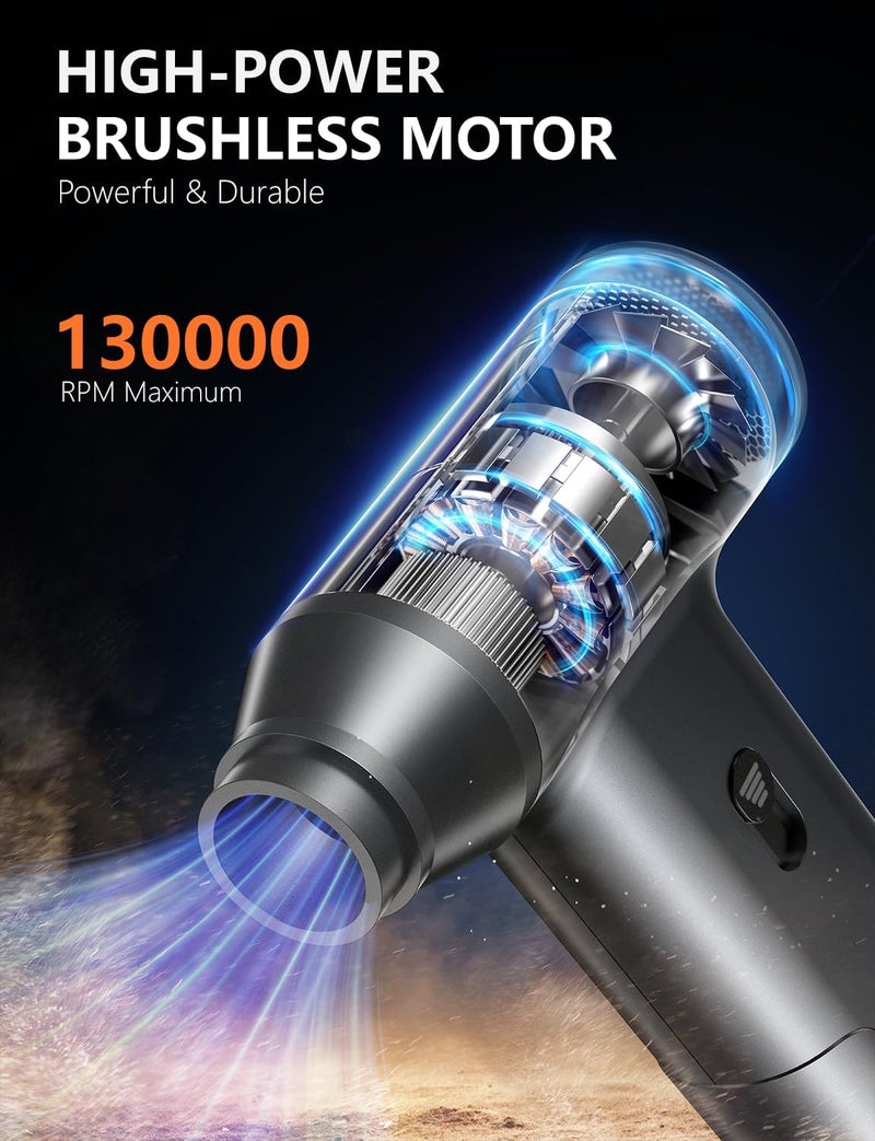 CLEVAST Electric Air Duster - Stepless Speed, Cordless Compressed Air Blower, 130000 RPM, Rechargeable Cleaning Kit for PC, Keyboard, Car and Electronics - Image 2