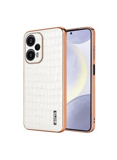 Zaboon For Redmi Note 12 Turbo AZNS Electroplated Frame Crocodile Texture Full Coverage Phone Case(White) 