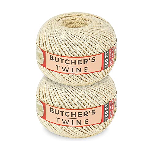 SteadMax 720 ft Butchers Twine String for Cooking, Wrapping, Unbleached 100% Natural Cotton Kitchen for Trussing Turkey & Roasting, DIY Crafting, Durable Tying, Easy Dispensing (2 Pack) - Image 1