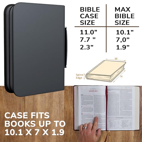 DEHITE Bible Cover Case for Women and Men – Leather Bible Carrying Bag Large Size – Fits Book 7 x 10.1 x 1.9 in – Pen Slots – Zippered Pocket – Premium Faux Leather – Grey Christian Gift - Image 2