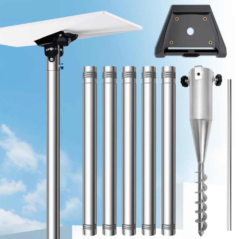 Ybervont Starlink Gen 3 Pole Mount Kit, Ybervont 10Ft Starlink Ground Pole Mount Gen 3, Features 1.5'' Diameter Stainless Steel Pole with No-Dig Spiral Ground Anchor, Starlink Mounting Kit Gen 3 Pipe Adapter - Image 1