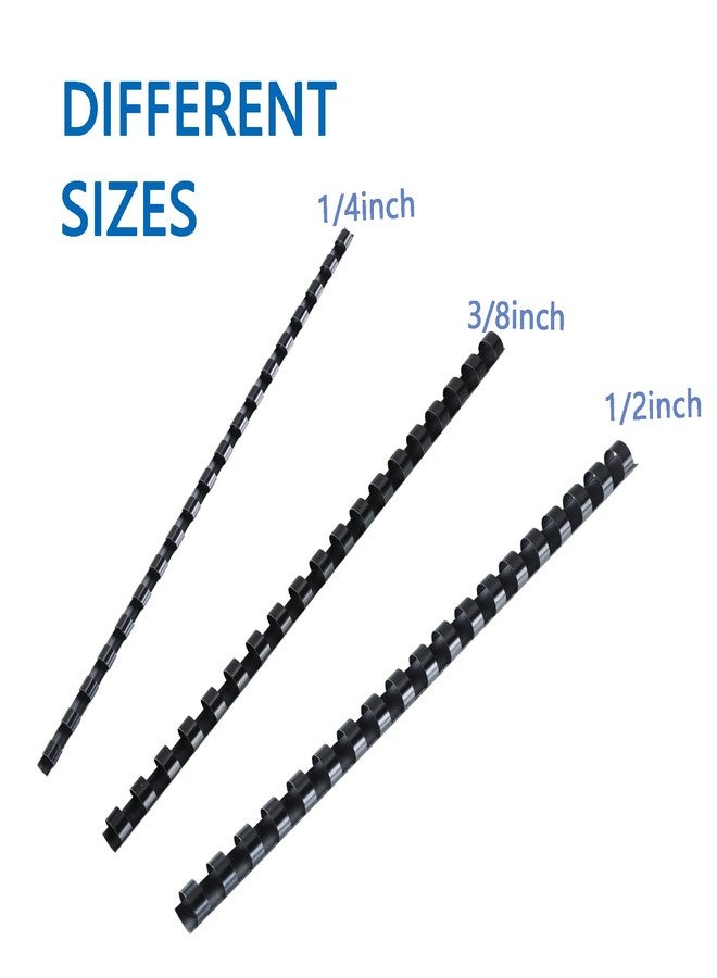 MYFULLY 100 Pack 19 Ring Plastic Comb Binding Spines | 1/2 Inch Diameter, 90 Sheet Capacity, Letter Size, Black Binding Comb (1/2" (90 Sheet Capacity)) - Image 3