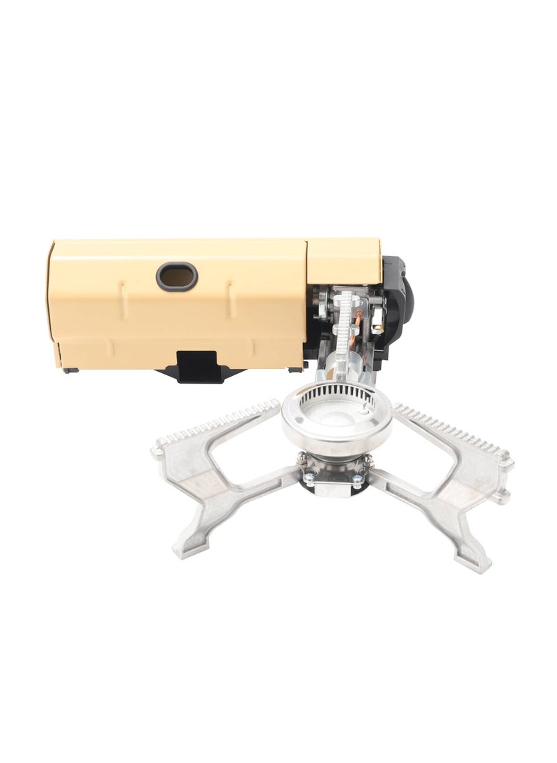 porodo - Camping Mini Portable Gas Stove Single Burner with 2600W Power Combustion and Electronic Ignition / Quick Install & Magnetic Valve / Easy Prep - Light Brown - Image 1