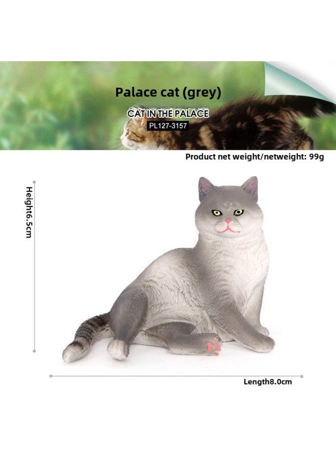 Children's Cognitive Simulation Solid Cat Animal Model Pet Cat Short Hair Cat Persian Cat Orange Cat Toy Ornaments-Color:PL127-3157 Palace Cat  - Image 1