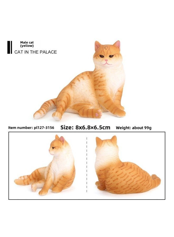 Children's Cognitive Simulation Solid Cat Animal Model Pet Cat Short Hair Cat Persian Cat Orange Cat Toy Ornaments-Color:PL127-3157 Palace Cat  - Image 3