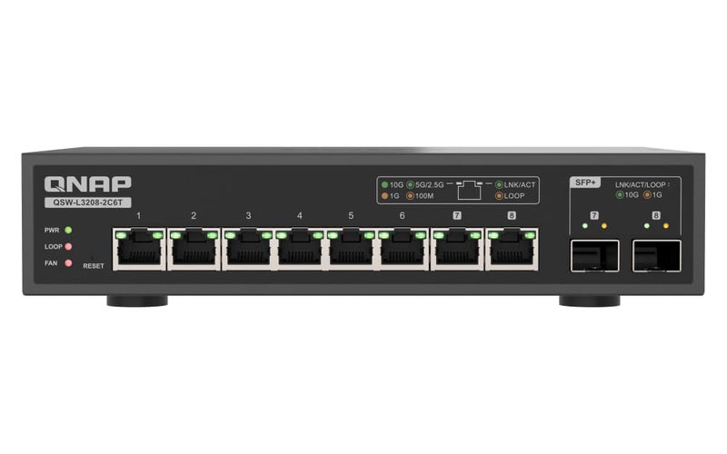 QNAP 8Port MultiGig 10GbE LiteManaged Network Switch QSWL32082C6TUS 6 105251G RJ45 2 SFPRJ45 Combo - Image 2