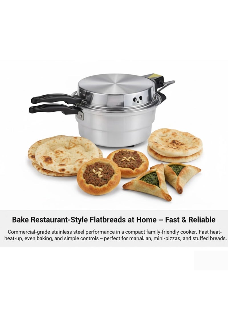 AMM Arabic Khameer Bread Maker 32cm – 1200W Mini Electric Oven, Non-Stick Aluminum Plate for Pita, Khubz, Flatbread & Mini Pizza - Image 4
