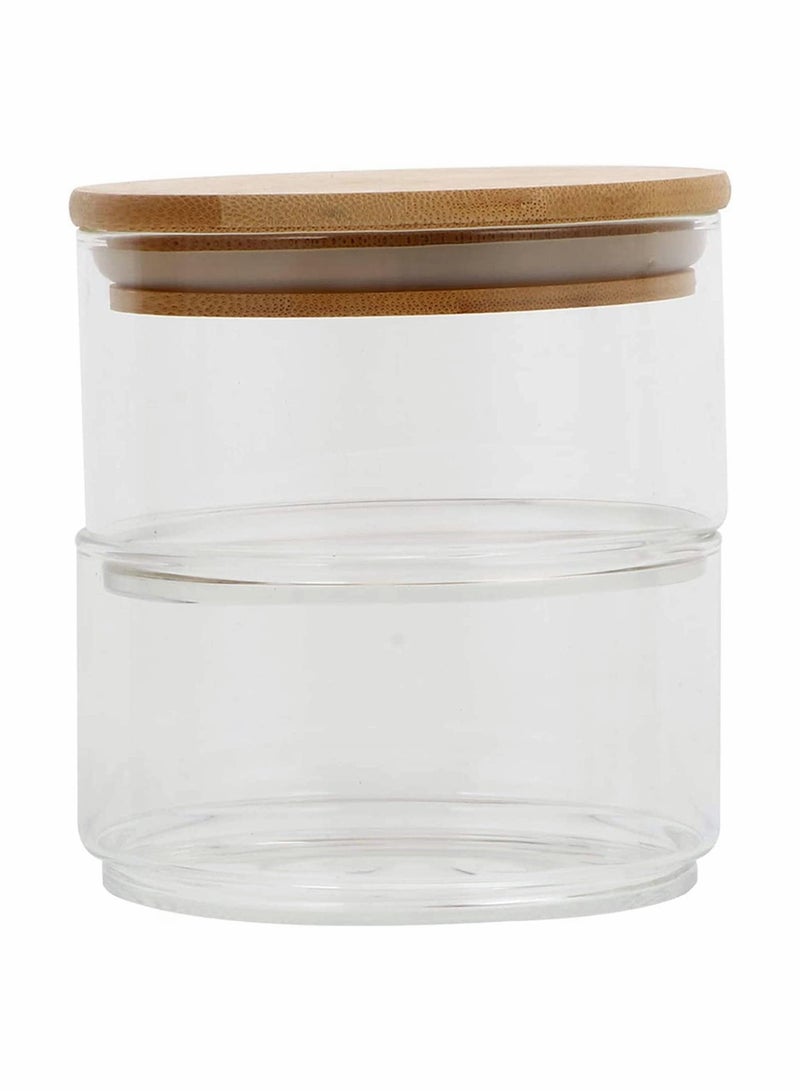 Excefore Airtight Glass Storage Jars With Lids 2-tier Stackable Food Canisters Containers Salad Fruit Cooking Bowl For Home Kitchen, Nut, Pasta Powder, Spice, Tea, Coffee Beans, Candy - Image 1