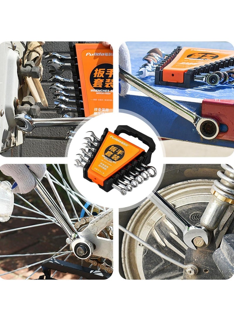 Ratchet Wrench Set Gear Wrenches Ratcheting Combination Wrench Kit With Storage Organizer Precision Spanner Metric 6-12mm With Storage Organizer Combo Ratchet Wrenches for Tackling Any Job - Image 2