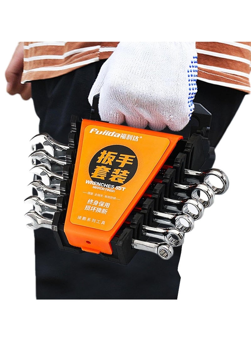 Ratchet Wrench Set Gear Wrenches Ratcheting Combination Wrench Kit With Storage Organizer Precision Spanner Metric 6-12mm With Storage Organizer Combo Ratchet Wrenches for Tackling Any Job - Image 5