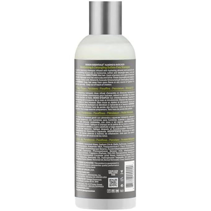 Design Essentials ALMOND & AVOCADO MOISTURISING/DETANGLING SHAMPOO, 950ML - Image 2