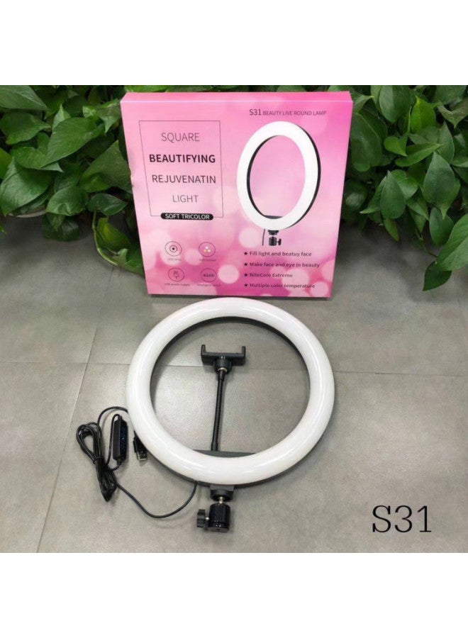 12 Inch Mobile Phone Live S31 Fill Light 30cm Ring LED Beauty Selfie Light Mobile Phone Fill Light Photography Bracket-Color:1.6 M Tripod - Image 1